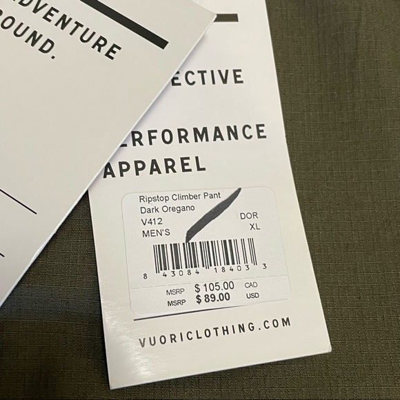 Vuori Ripstop Army Climber Pants Mens XL Dark Oregano Green NWT Hike Travel. - Picture 8 of 13